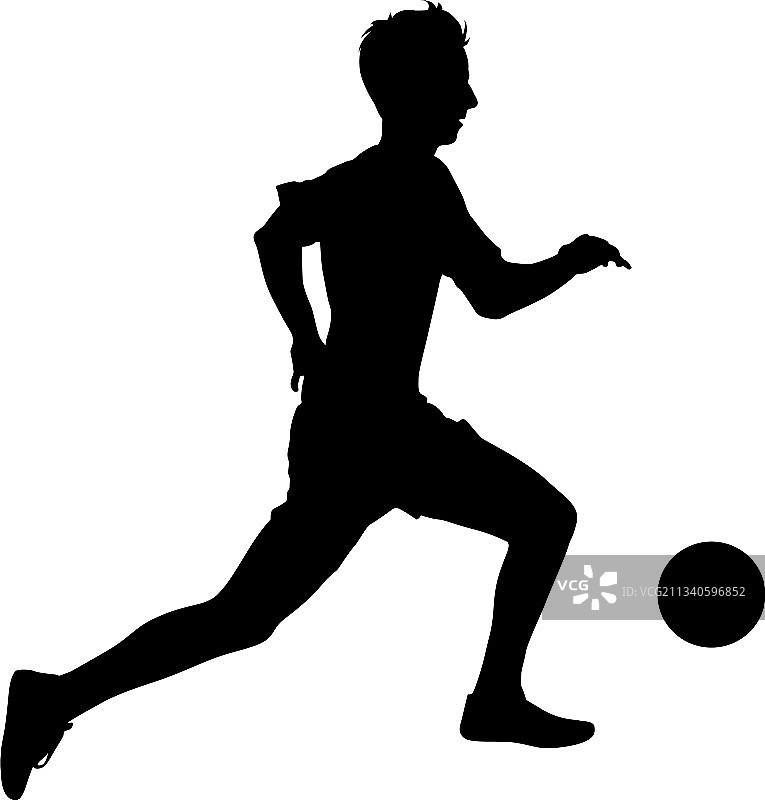 足球运动员带球轮廓图片素材