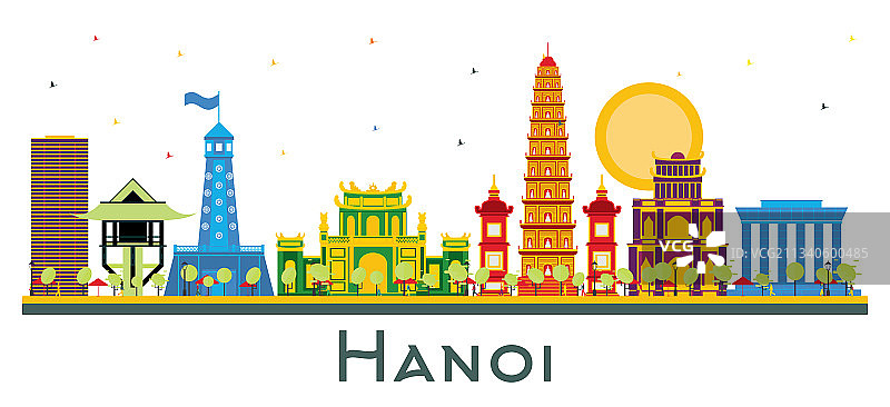 河内城市天际线彩色建筑图片素材