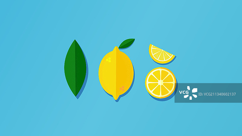 黄色柠檬片的夏日构图图片素材