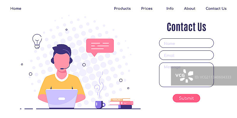扁平风格的联系我们网页设计模板图片素材