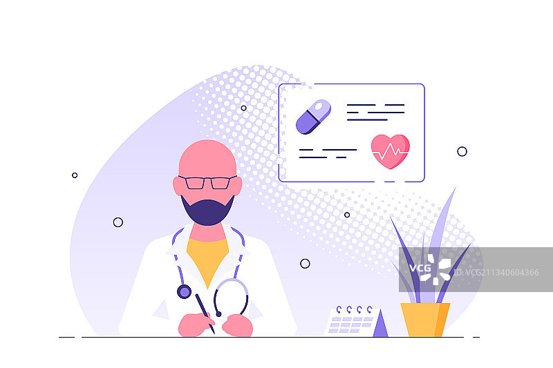 男医生坐在办公室的桌子旁图片素材