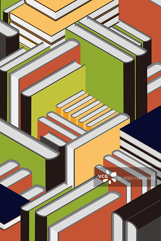 矢量可编辑2.5D几何极简风格图书插画图片素材