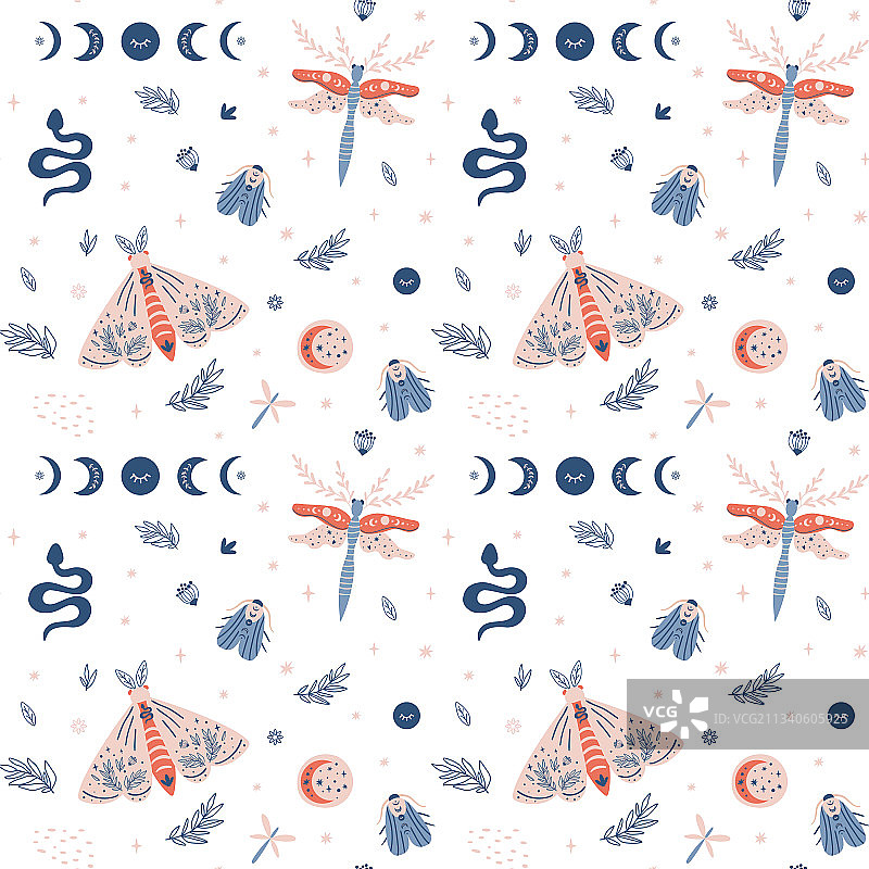 蝴蝶夏季无缝图案图片素材