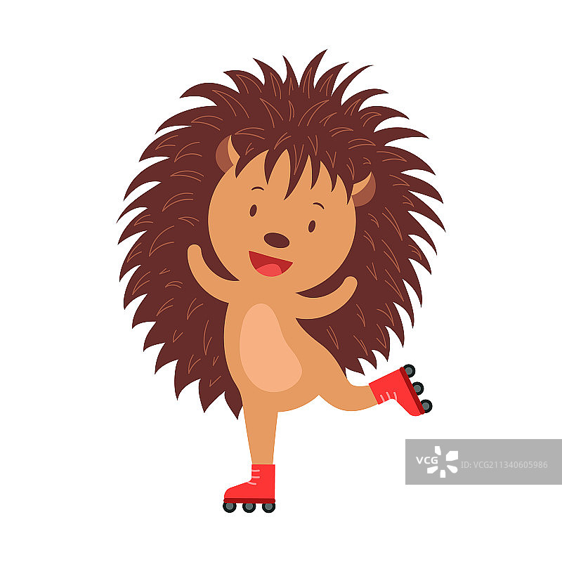 卡通快乐的刺猬滑旱冰图片素材
