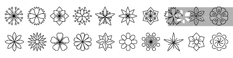 线性花朵图标合集图片素材