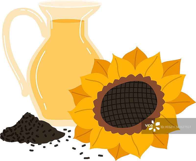 成熟的向日葵和油壶图片素材