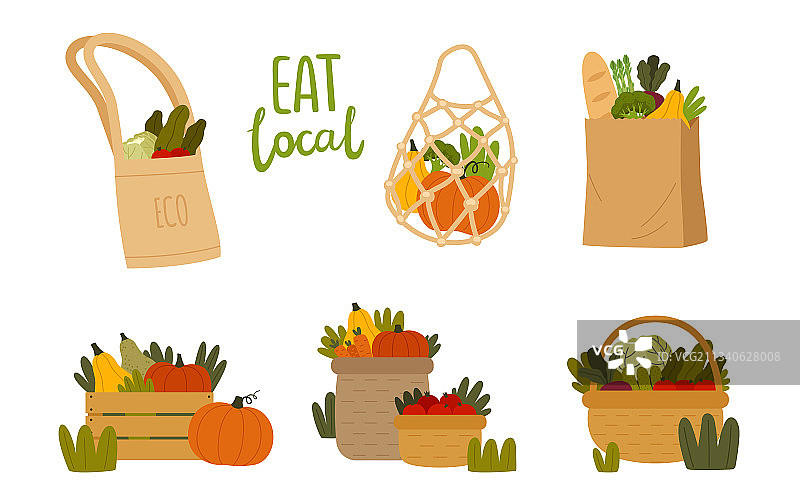篮子里的本地有机食品和生态产品图片素材