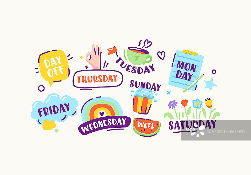 星期贴纸或图标素材图片素材