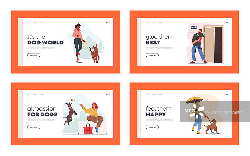关爱动物主题着陆页模板图片素材