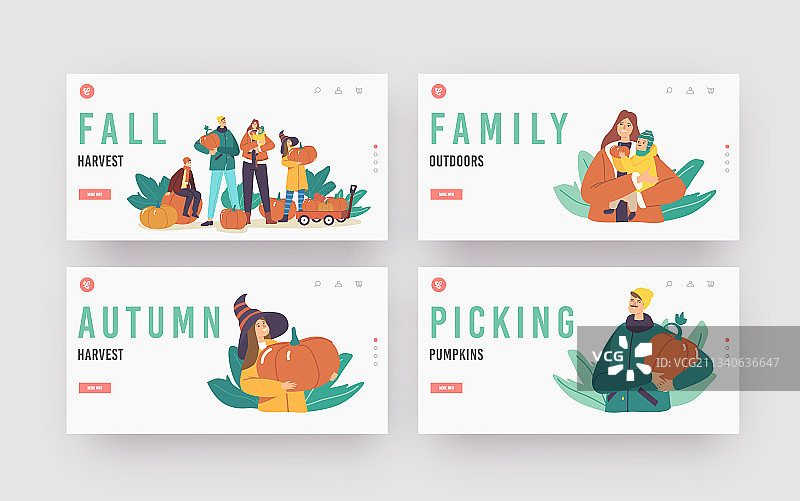 秋收主题着陆页模板图片素材