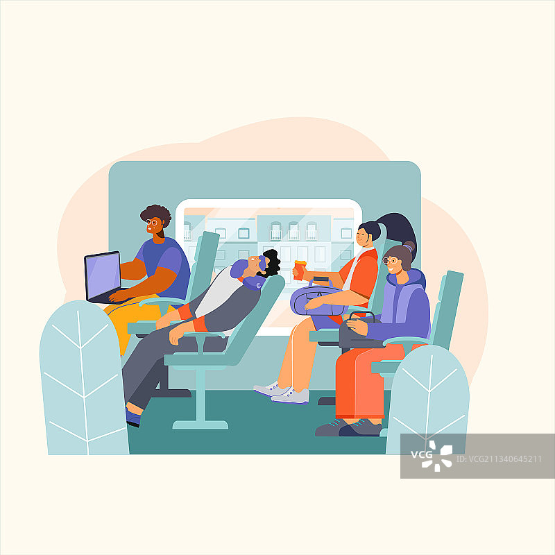 公共交通组合插画图片素材