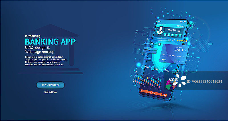 互联网银行手机App的UI设计图片素材