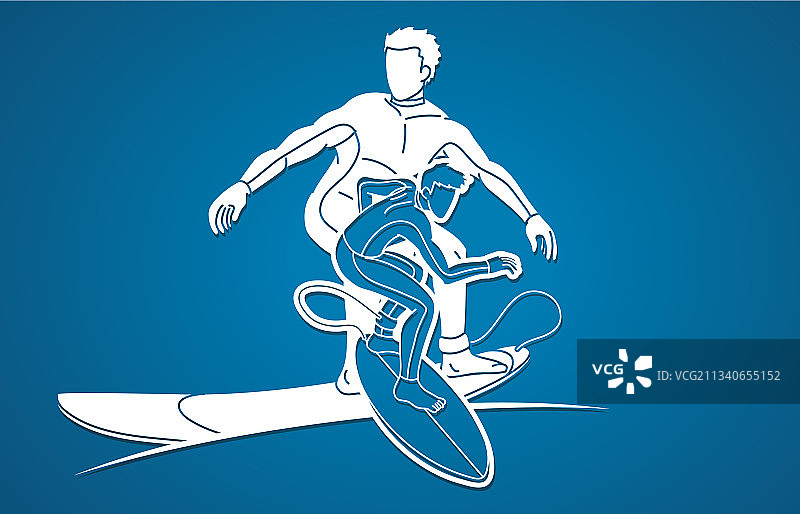 卡通冲浪运动人物图片素材