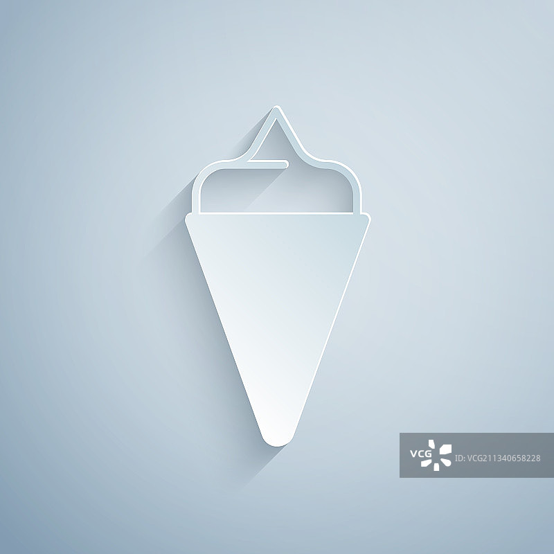 剪纸风格的蛋卷冰淇淋图标图片素材