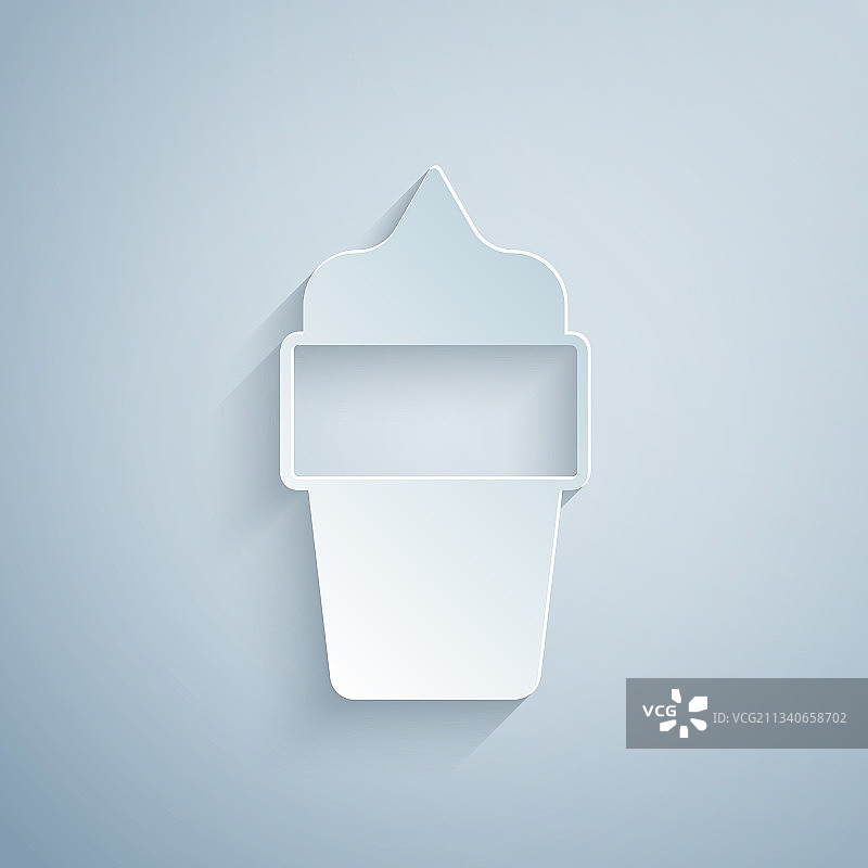 剪纸风格的蛋卷冰淇淋图标图片素材