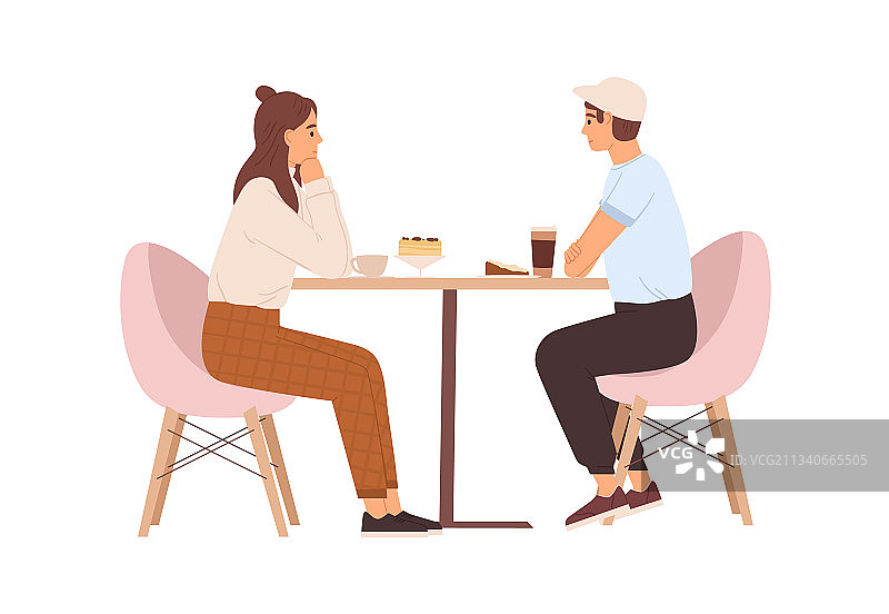 年轻情侣在咖啡桌旁图片素材