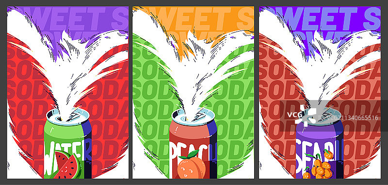 甜味苏打冷饮水果海报图片素材