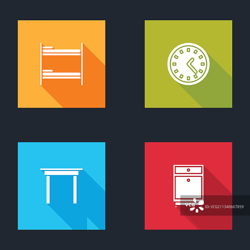 双层床时钟木桌和家具图片素材