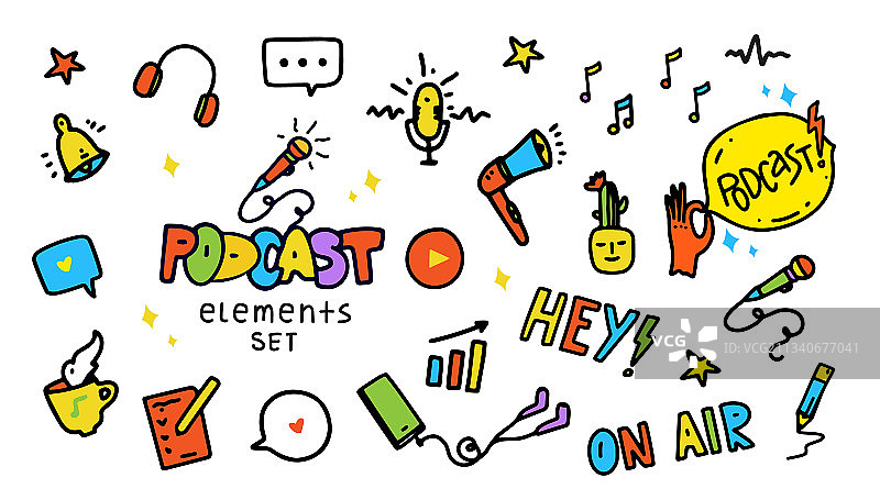 涂鸦风格播客图标大合集图片素材