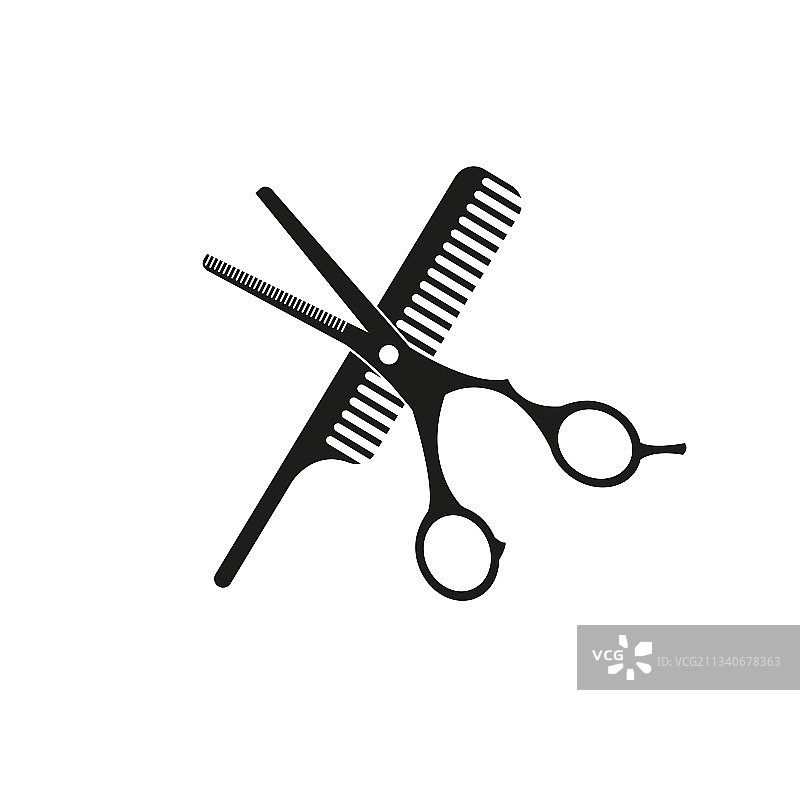 剪刀和梳子理发店图标图片素材