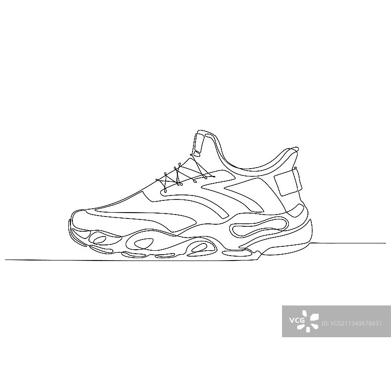 运动鞋连续线条画图片素材
