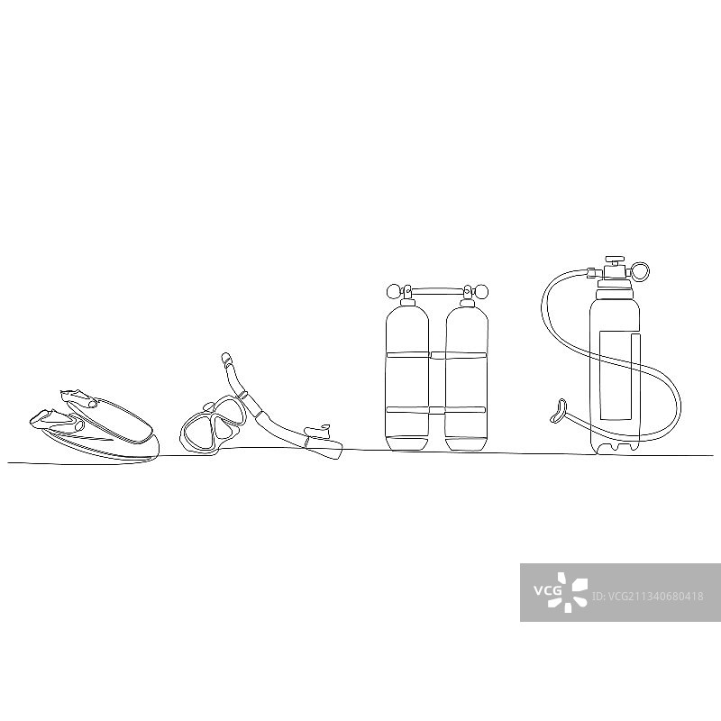 连续线条绘画潜水装备图片素材