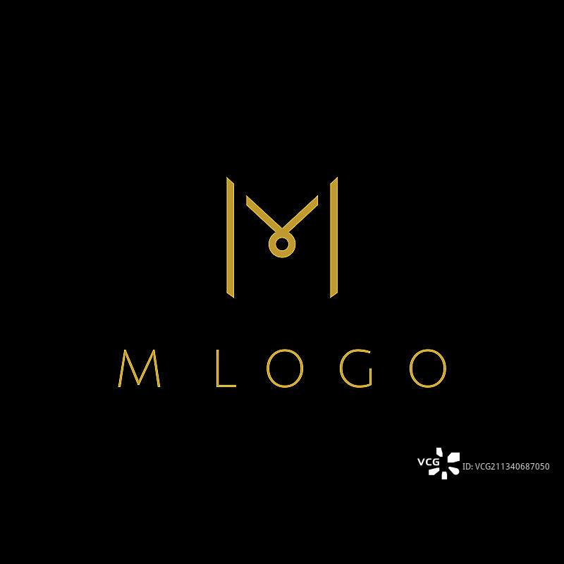 金色奢华字母m标志设计图片素材