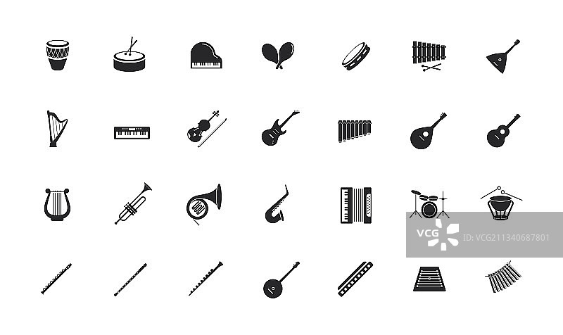 乐器鼓类图标集图片素材