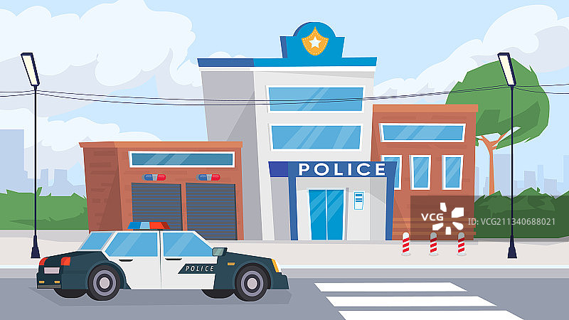 警察部门横幅扁平卡通设计图片素材