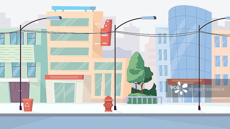 扁平卡通风格的城市街道banner图片素材