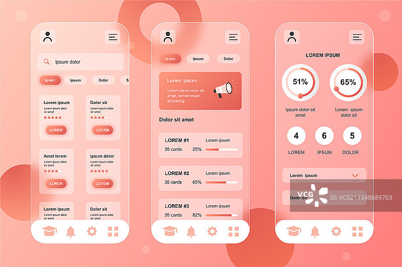 用于移动设备的在线学习拟态元素套件图片素材