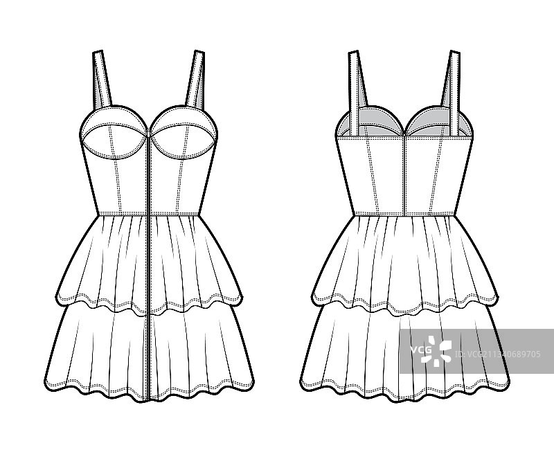 拉链式胸衣连衣裙技术时尚设计图片素材