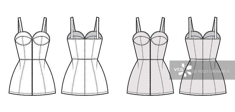 拉链式筒形连衣裙技术时尚图片素材