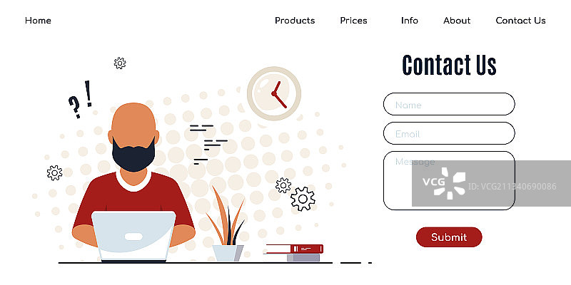 扁平风格的联系我们网页设计模板图片素材