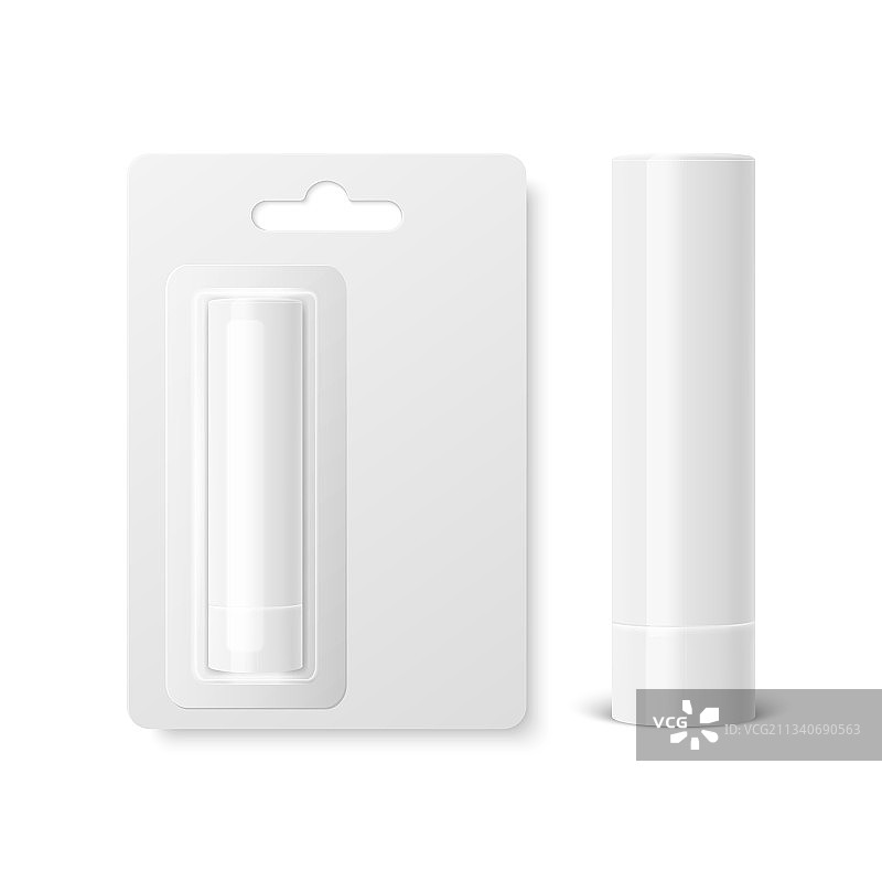 逼真3D白色空白闭合润唇膏图片素材