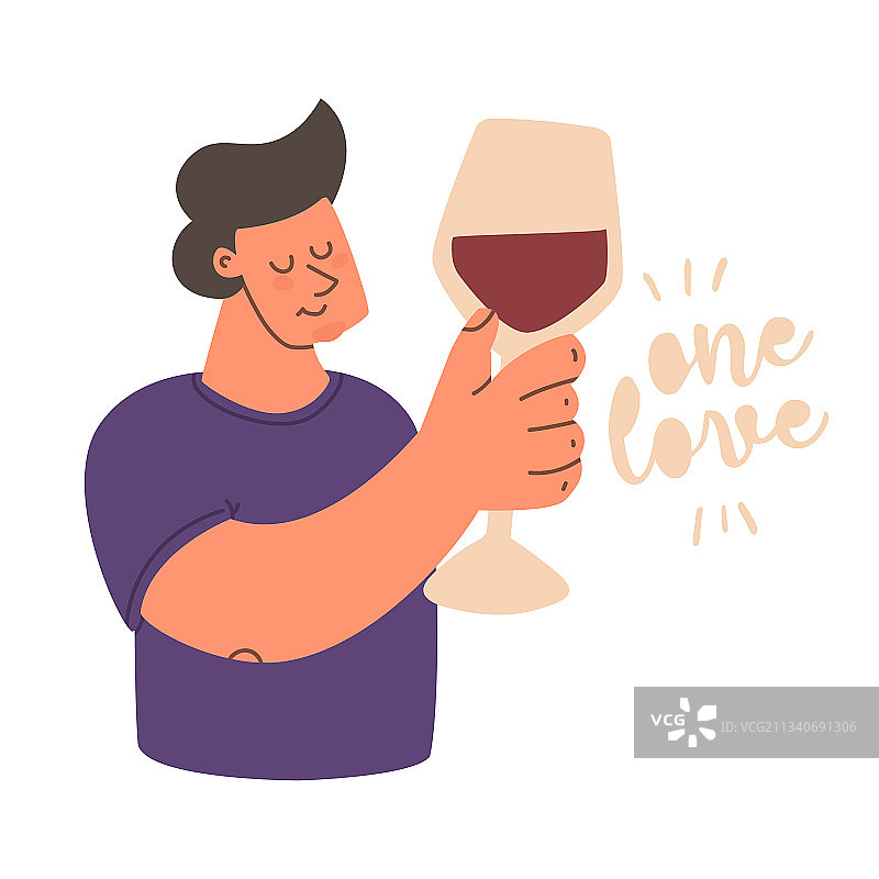 拿着一杯红酒的可爱男人图片素材