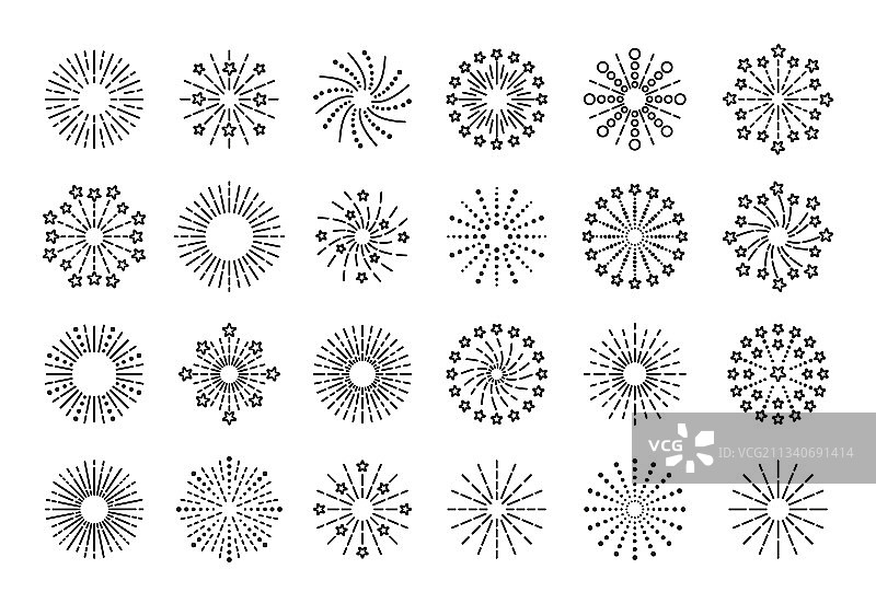 烟花图标合集轮廓火花爆炸图片素材