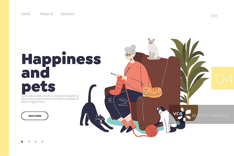 关于幸福和宠物的概念落地页图片素材