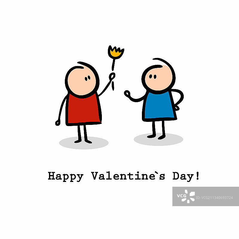 情人节的可爱小男孩和小女孩图片素材