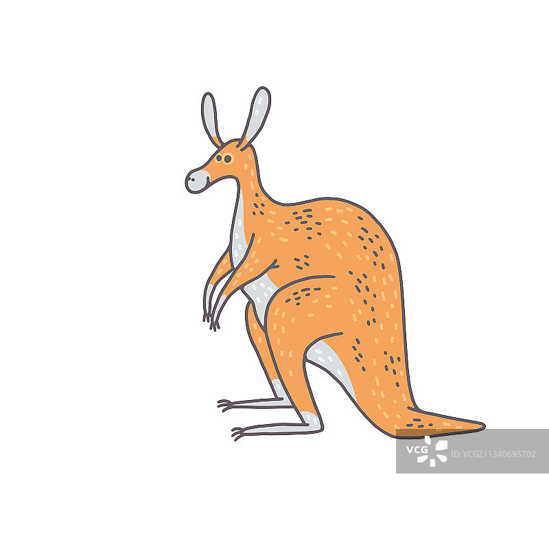 可爱的袋鼠动物卡通彩色角色图片素材