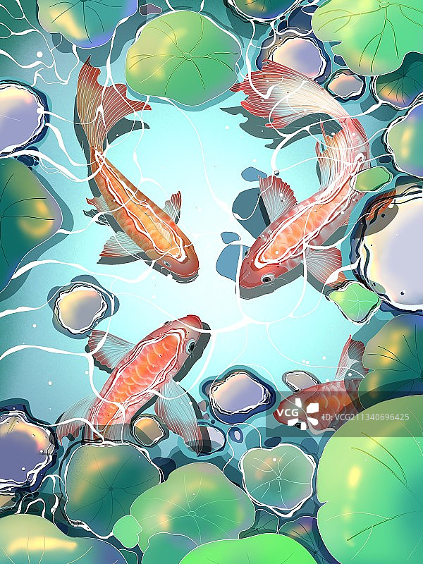 池塘吉祥锦鲤图片素材