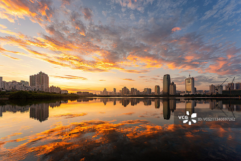 厦门城市风光筼筜湖晨曦图片素材