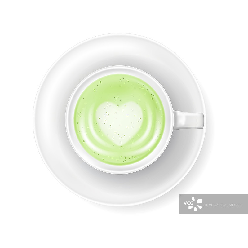 抹茶拿铁绿茶杯俯视图图片素材