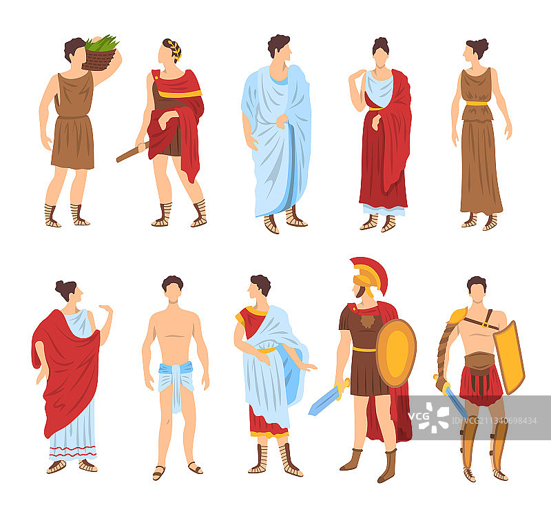 卡通彩色人物古罗马人群图片素材
