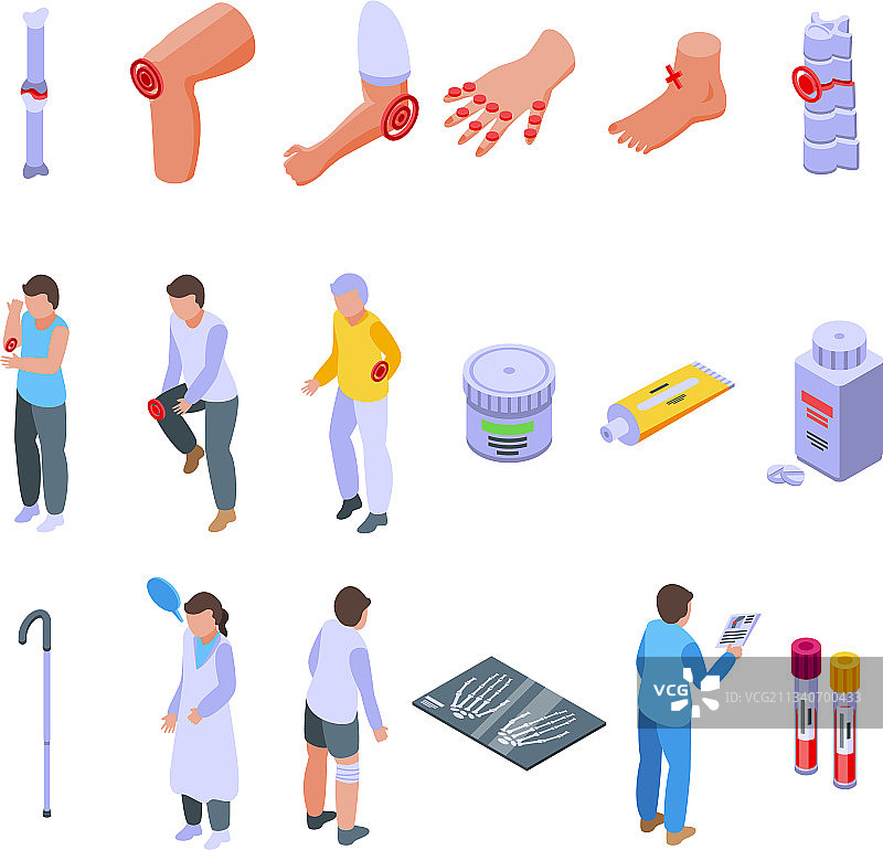 关节炎图标等距风格合集图片素材