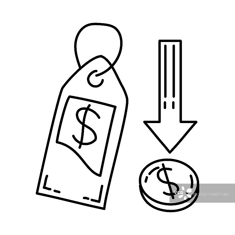 经济图标涂鸦手绘或轮廓图标图片素材