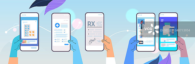 人们使用医疗手机App图片素材