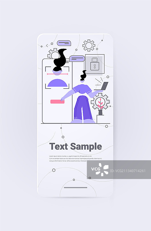 女人面部扫描身份验证图片素材