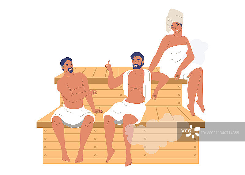 快乐的人们朋友放松享受蒸汽浴图片素材