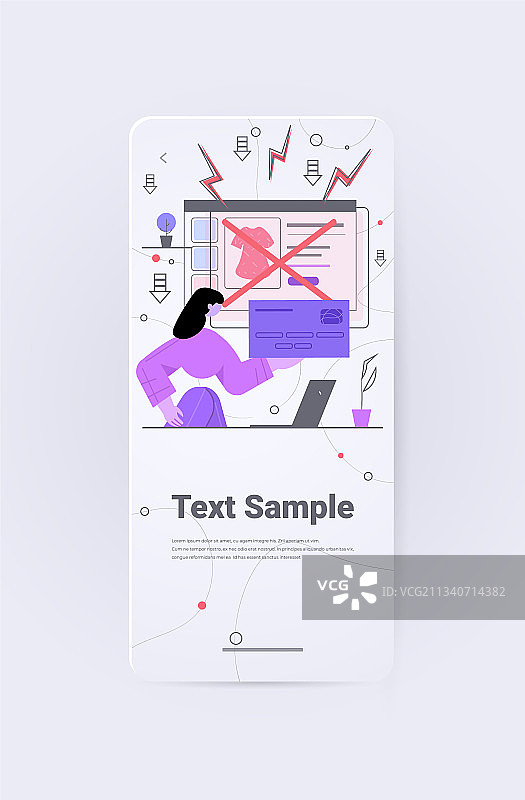 悲伤的顾客拿着红十字信用卡图片素材